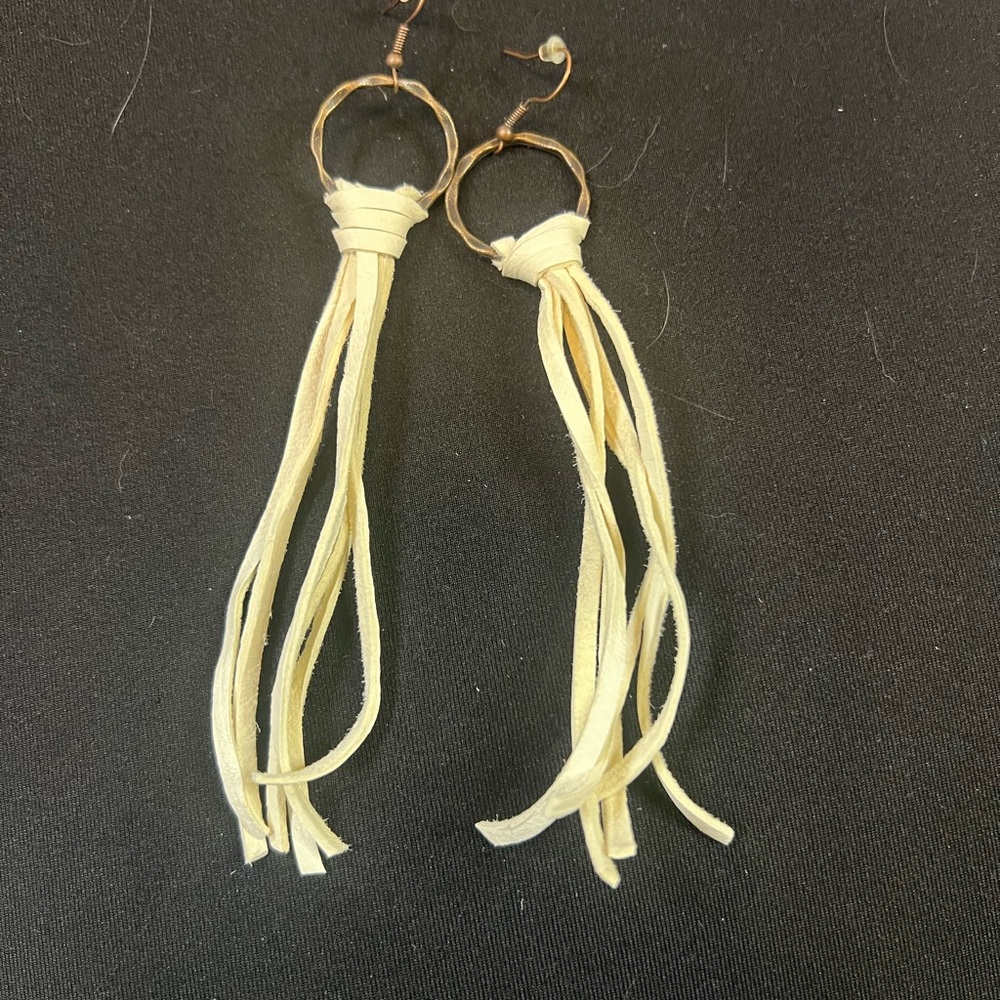 Boho White Fringe Earrings
